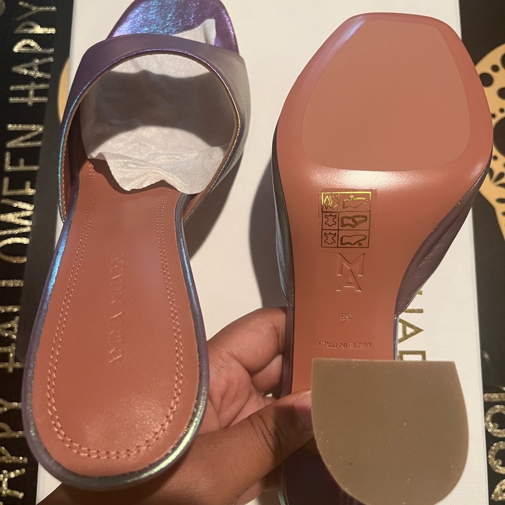 Amina Muaddi Lupita Metallic Leather Sandals